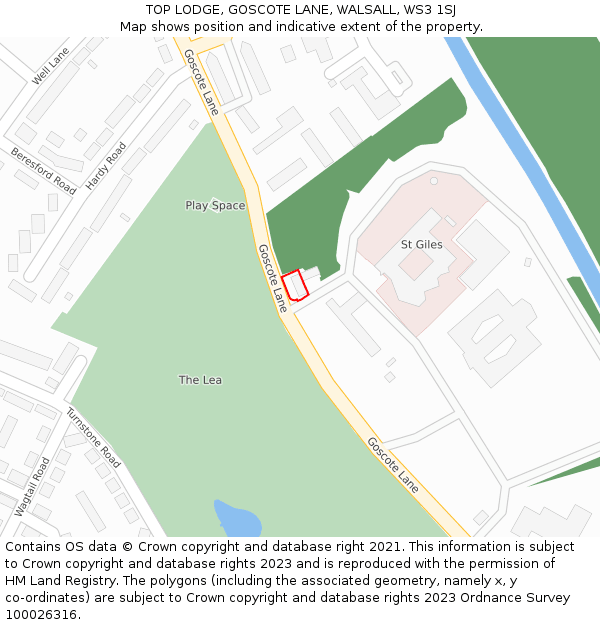 TOP LODGE, GOSCOTE LANE, WALSALL, WS3 1SJ: Location map and indicative extent of plot