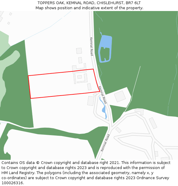 TOPPERS OAK, KEMNAL ROAD, CHISLEHURST, BR7 6LT: Location map and indicative extent of plot