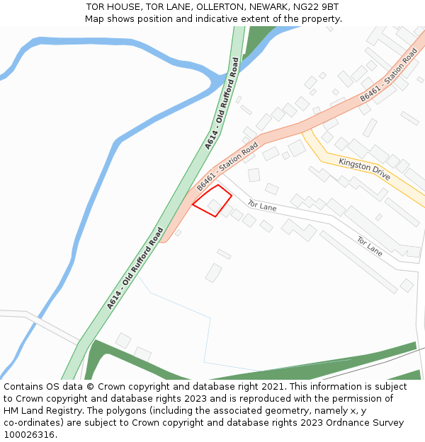 TOR HOUSE, TOR LANE, OLLERTON, NEWARK, NG22 9BT: Location map and indicative extent of plot