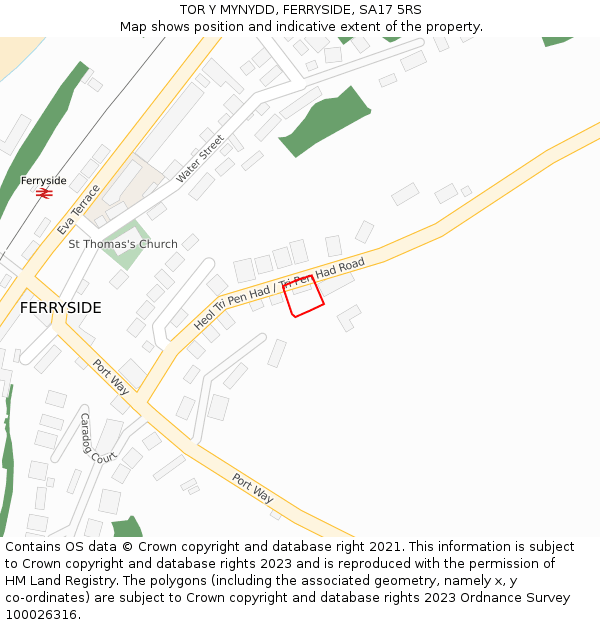 TOR Y MYNYDD, FERRYSIDE, SA17 5RS: Location map and indicative extent of plot