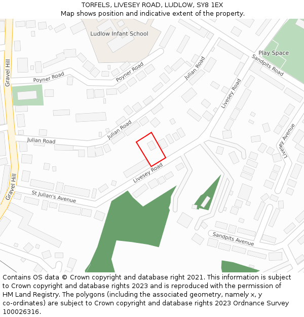 TORFELS, LIVESEY ROAD, LUDLOW, SY8 1EX: Location map and indicative extent of plot