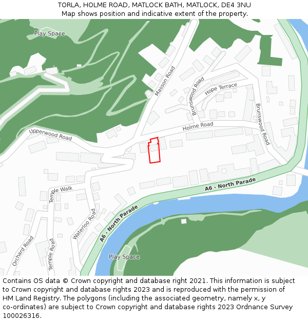 TORLA, HOLME ROAD, MATLOCK BATH, MATLOCK, DE4 3NU: Location map and indicative extent of plot