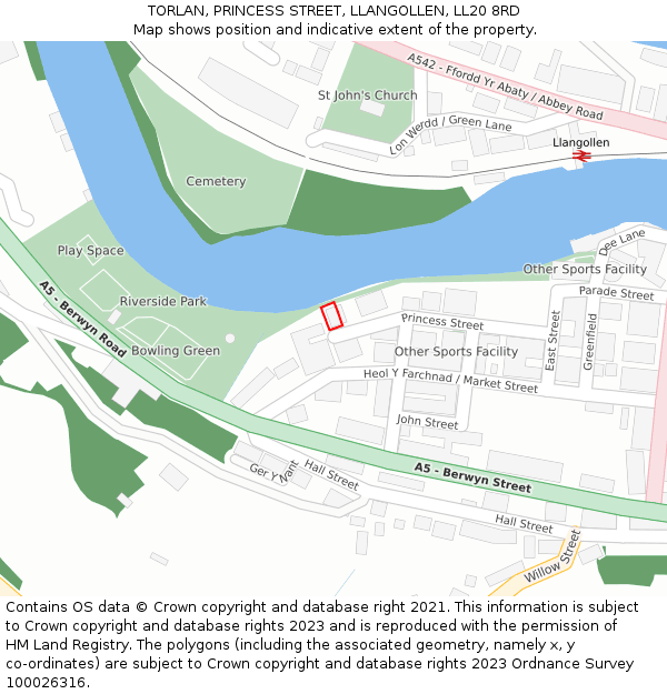 TORLAN, PRINCESS STREET, LLANGOLLEN, LL20 8RD: Location map and indicative extent of plot