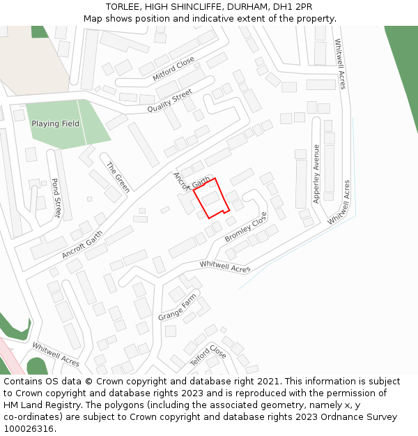 TORLEE, HIGH SHINCLIFFE, DURHAM, DH1 2PR: Location map and indicative extent of plot