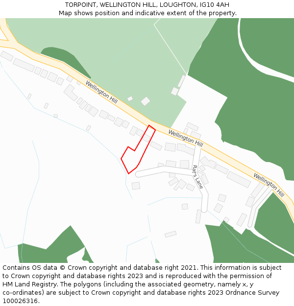 TORPOINT, WELLINGTON HILL, LOUGHTON, IG10 4AH: Location map and indicative extent of plot