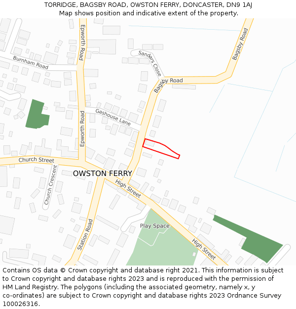 TORRIDGE, BAGSBY ROAD, OWSTON FERRY, DONCASTER, DN9 1AJ: Location map and indicative extent of plot