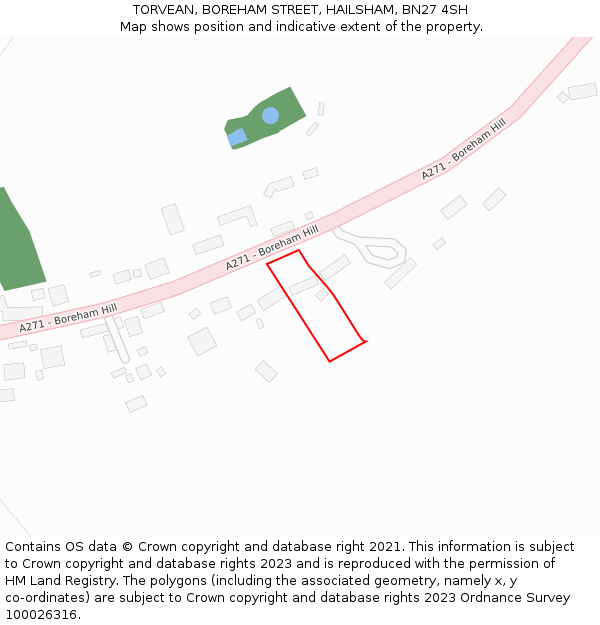 TORVEAN, BOREHAM STREET, HAILSHAM, BN27 4SH: Location map and indicative extent of plot