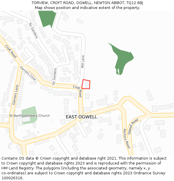 TORVIEW, CROFT ROAD, OGWELL, NEWTON ABBOT, TQ12 6BJ: Location map and indicative extent of plot