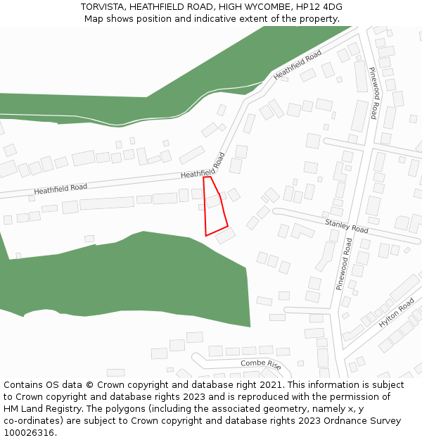 TORVISTA, HEATHFIELD ROAD, HIGH WYCOMBE, HP12 4DG: Location map and indicative extent of plot