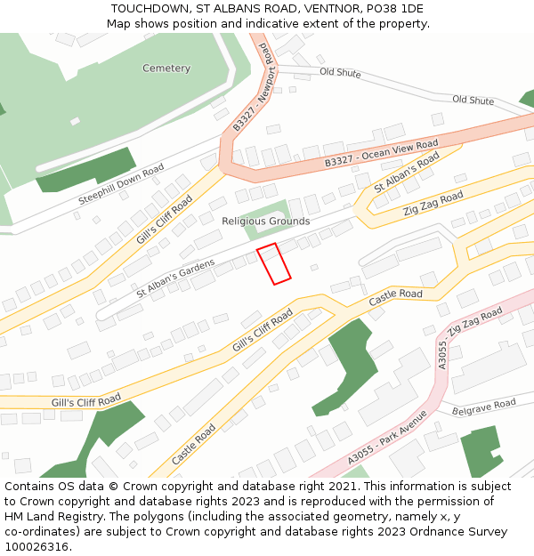 TOUCHDOWN, ST ALBANS ROAD, VENTNOR, PO38 1DE: Location map and indicative extent of plot