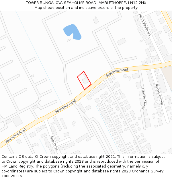 TOWER BUNGALOW, SEAHOLME ROAD, MABLETHORPE, LN12 2NX: Location map and indicative extent of plot