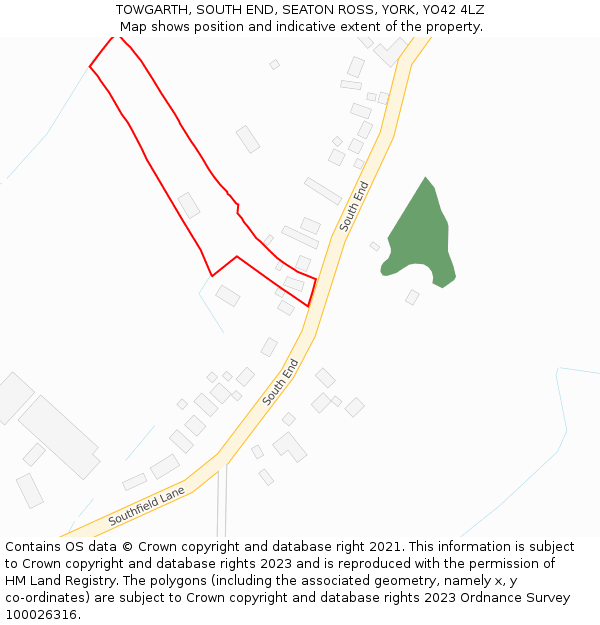 TOWGARTH, SOUTH END, SEATON ROSS, YORK, YO42 4LZ: Location map and indicative extent of plot