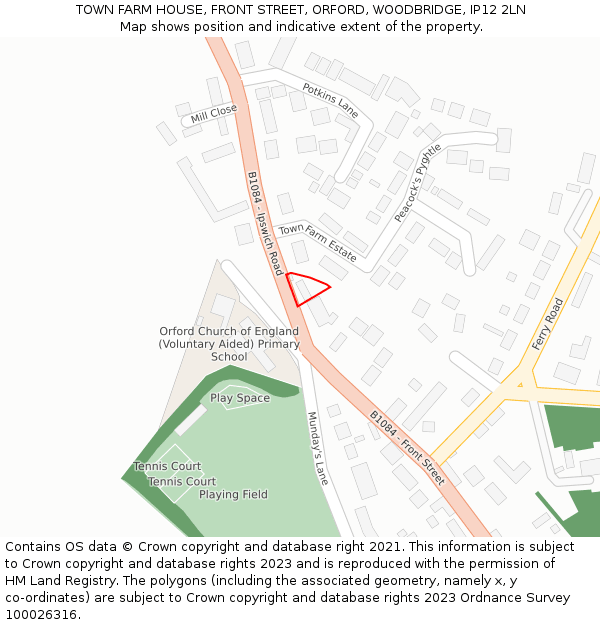 TOWN FARM HOUSE, FRONT STREET, ORFORD, WOODBRIDGE, IP12 2LN: Location map and indicative extent of plot