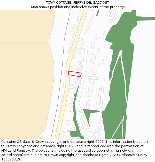 TOWY COTTAGE, FERRYSIDE, SA17 5ST: Location map and indicative extent of plot