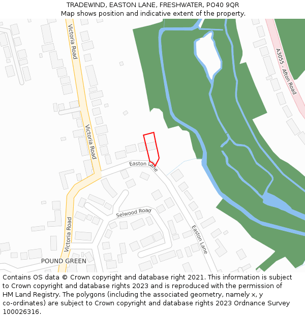 TRADEWIND, EASTON LANE, FRESHWATER, PO40 9QR: Location map and indicative extent of plot
