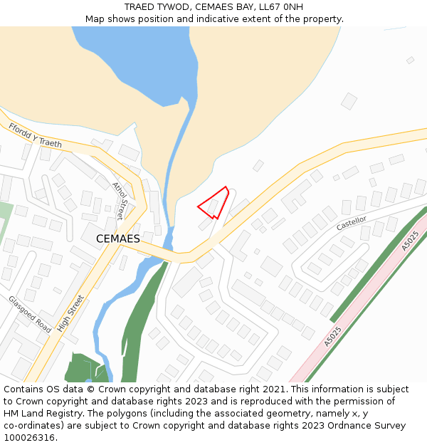 TRAED TYWOD, CEMAES BAY, LL67 0NH: Location map and indicative extent of plot