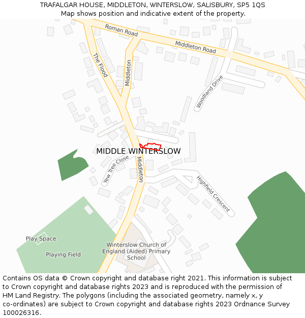 TRAFALGAR HOUSE, MIDDLETON, WINTERSLOW, SALISBURY, SP5 1QS: Location map and indicative extent of plot