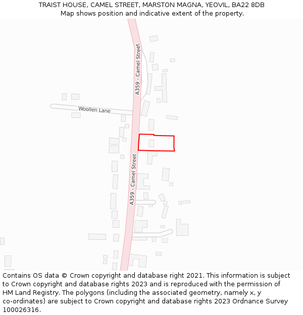 TRAIST HOUSE, CAMEL STREET, MARSTON MAGNA, YEOVIL, BA22 8DB: Location map and indicative extent of plot