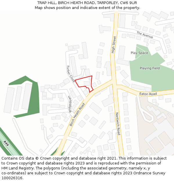 TRAP HILL, BIRCH HEATH ROAD, TARPORLEY, CW6 9UR: Location map and indicative extent of plot