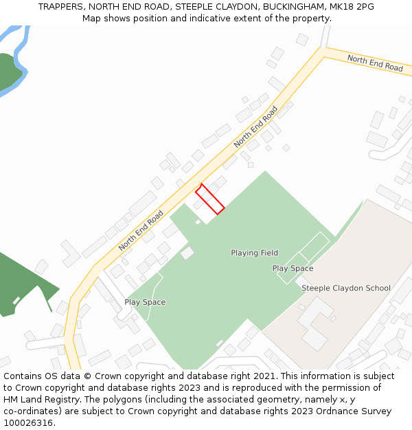 TRAPPERS, NORTH END ROAD, STEEPLE CLAYDON, BUCKINGHAM, MK18 2PG: Location map and indicative extent of plot
