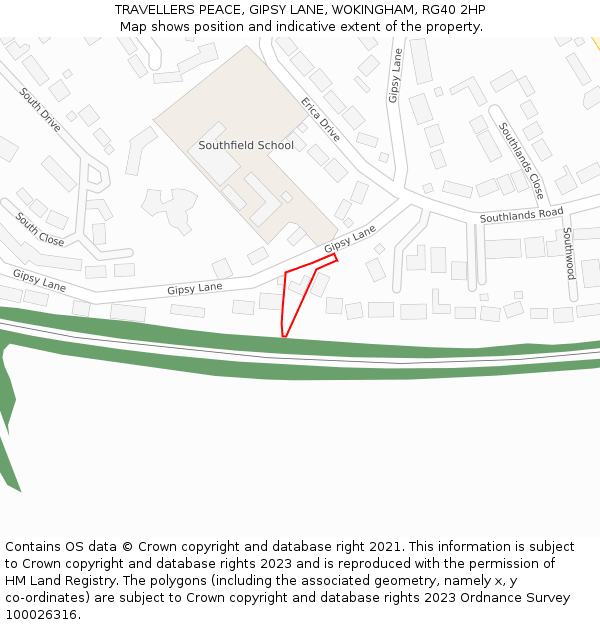 TRAVELLERS PEACE, GIPSY LANE, WOKINGHAM, RG40 2HP: Location map and indicative extent of plot