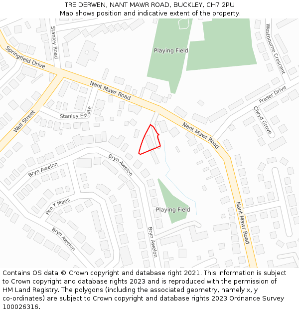 TRE DERWEN, NANT MAWR ROAD, BUCKLEY, CH7 2PU: Location map and indicative extent of plot