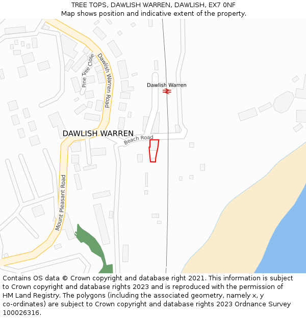 TREE TOPS, DAWLISH WARREN, DAWLISH, EX7 0NF: Location map and indicative extent of plot