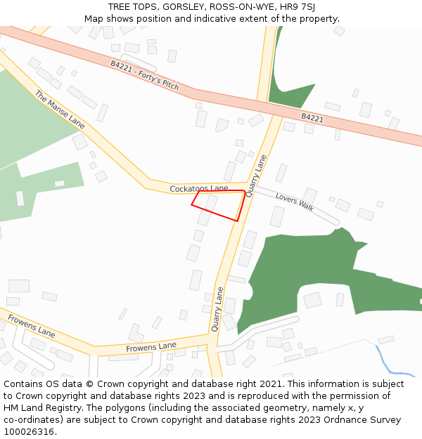 TREE TOPS, GORSLEY, ROSS-ON-WYE, HR9 7SJ: Location map and indicative extent of plot