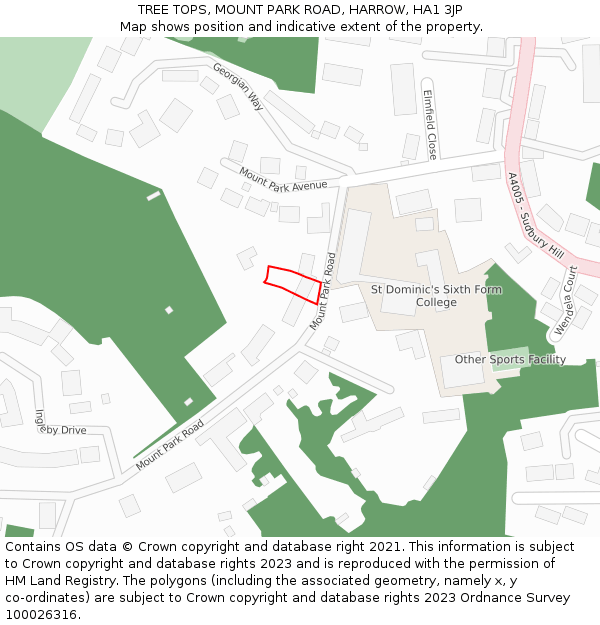 TREE TOPS, MOUNT PARK ROAD, HARROW, HA1 3JP: Location map and indicative extent of plot