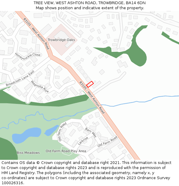 TREE VIEW, WEST ASHTON ROAD, TROWBRIDGE, BA14 6DN: Location map and indicative extent of plot