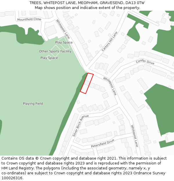TREES, WHITEPOST LANE, MEOPHAM, GRAVESEND, DA13 0TW: Location map and indicative extent of plot