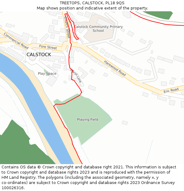 TREETOPS, CALSTOCK, PL18 9QS: Location map and indicative extent of plot