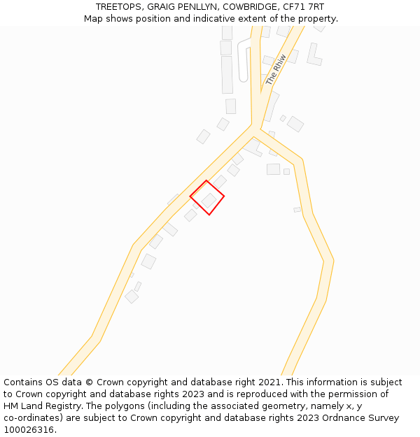 TREETOPS, GRAIG PENLLYN, COWBRIDGE, CF71 7RT: Location map and indicative extent of plot