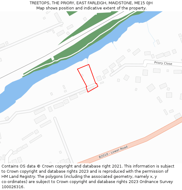 TREETOPS, THE PRIORY, EAST FARLEIGH, MAIDSTONE, ME15 0JH: Location map and indicative extent of plot