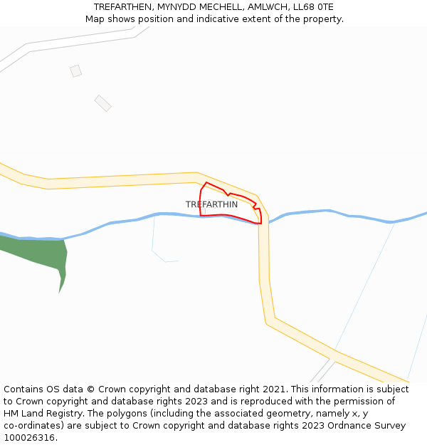 TREFARTHEN, MYNYDD MECHELL, AMLWCH, LL68 0TE: Location map and indicative extent of plot