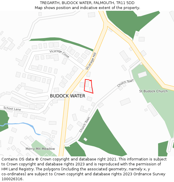 TREGARTH, BUDOCK WATER, FALMOUTH, TR11 5DD: Location map and indicative extent of plot