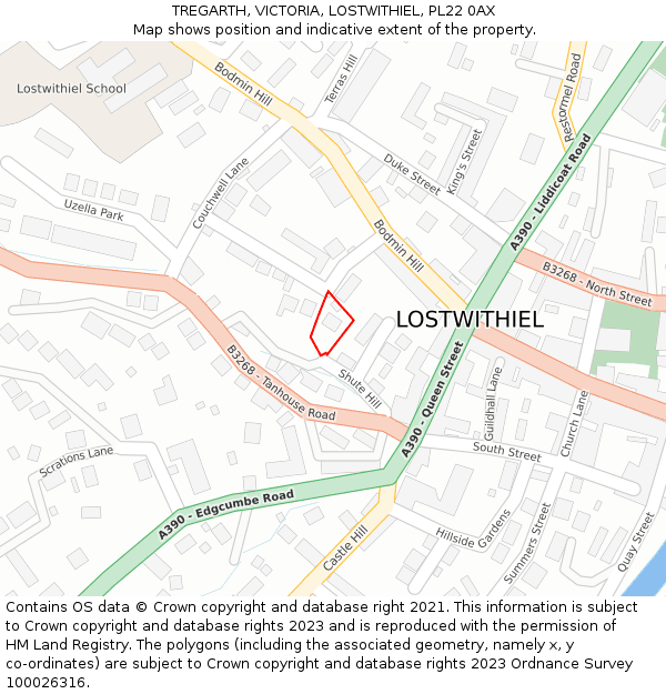 TREGARTH, VICTORIA, LOSTWITHIEL, PL22 0AX: Location map and indicative extent of plot