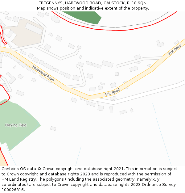 TREGENNYS, HAREWOOD ROAD, CALSTOCK, PL18 9QN: Location map and indicative extent of plot