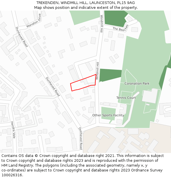 TREKENDEN, WINDMILL HILL, LAUNCESTON, PL15 9AG: Location map and indicative extent of plot