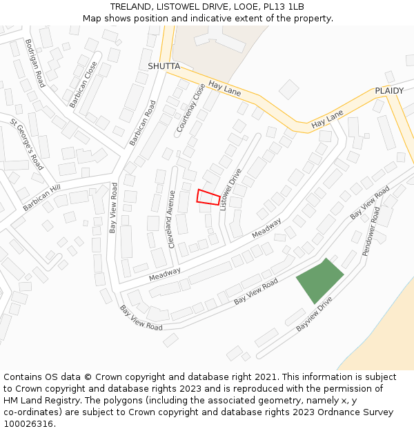TRELAND, LISTOWEL DRIVE, LOOE, PL13 1LB: Location map and indicative extent of plot