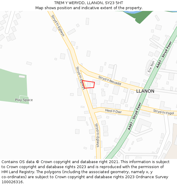 TREM Y WERYDD, LLANON, SY23 5HT: Location map and indicative extent of plot