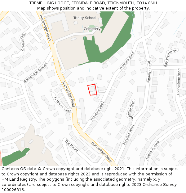 TREMELLING LODGE, FERNDALE ROAD, TEIGNMOUTH, TQ14 8NH: Location map and indicative extent of plot