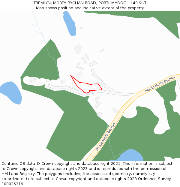 TREMLYN, MORFA BYCHAN ROAD, PORTHMADOG, LL49 9UT: Location map and indicative extent of plot