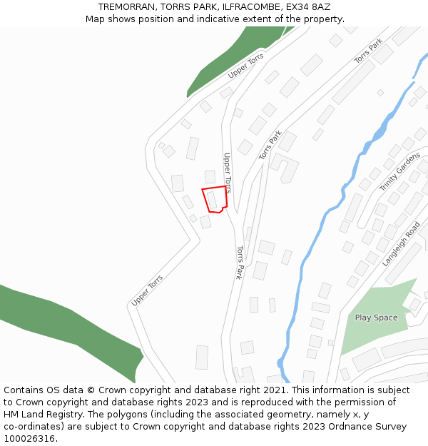 TREMORRAN, TORRS PARK, ILFRACOMBE, EX34 8AZ: Location map and indicative extent of plot