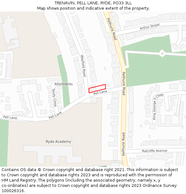 TRENAVIN, PELL LANE, RYDE, PO33 3LL: Location map and indicative extent of plot