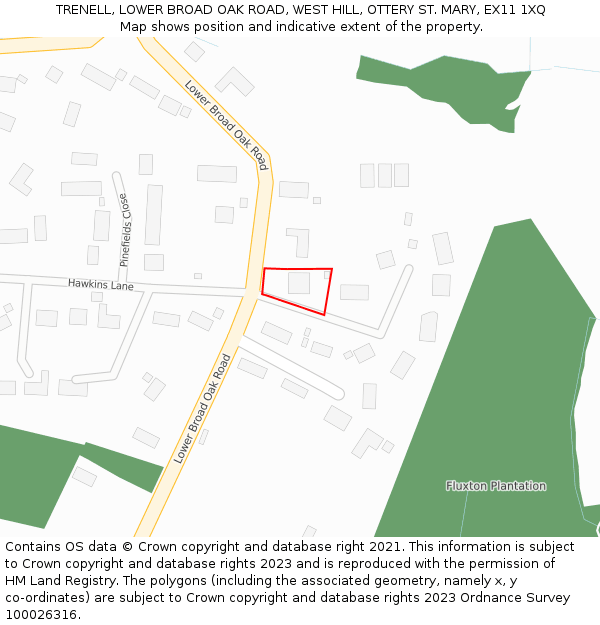 TRENELL, LOWER BROAD OAK ROAD, WEST HILL, OTTERY ST. MARY, EX11 1XQ: Location map and indicative extent of plot