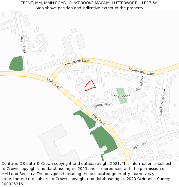 TRENTHAM, MAIN ROAD, CLAYBROOKE MAGNA, LUTTERWORTH, LE17 5AJ: Location map and indicative extent of plot