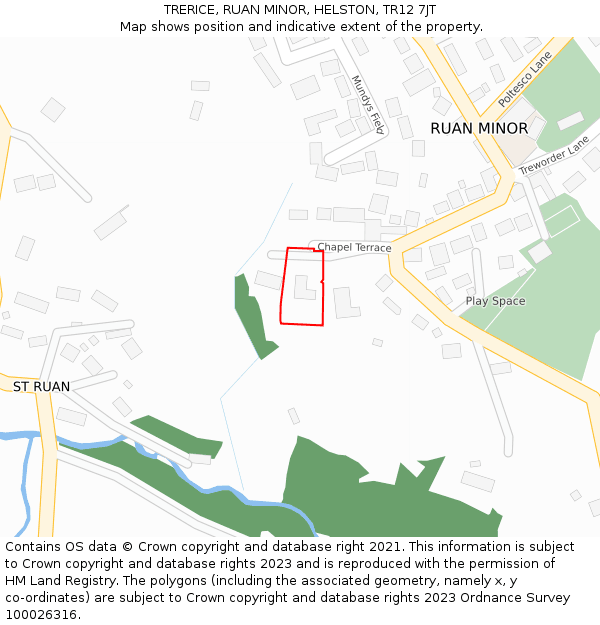TRERICE, RUAN MINOR, HELSTON, TR12 7JT: Location map and indicative extent of plot