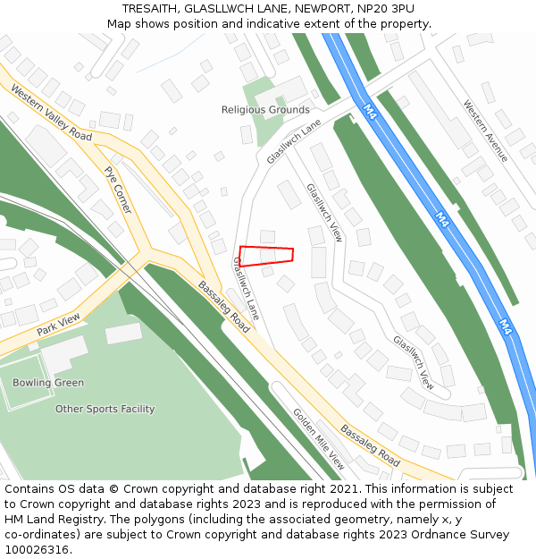 TRESAITH, GLASLLWCH LANE, NEWPORT, NP20 3PU: Location map and indicative extent of plot