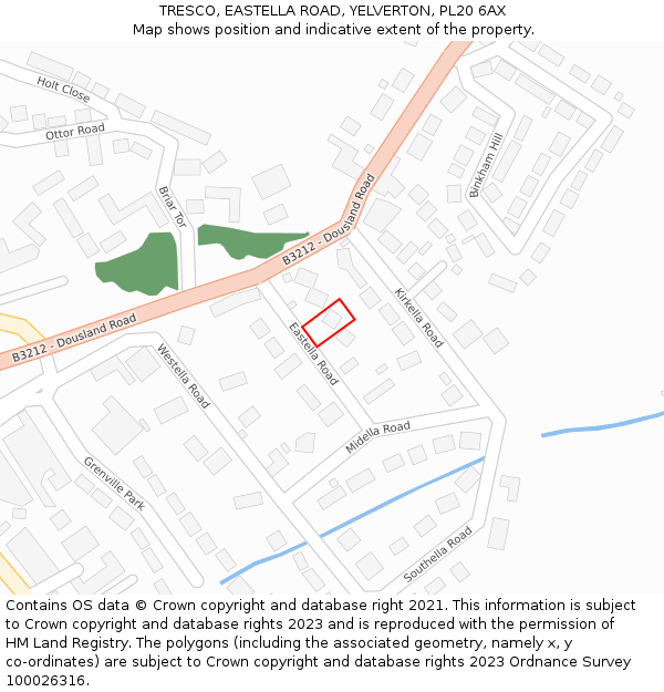 TRESCO, EASTELLA ROAD, YELVERTON, PL20 6AX: Location map and indicative extent of plot